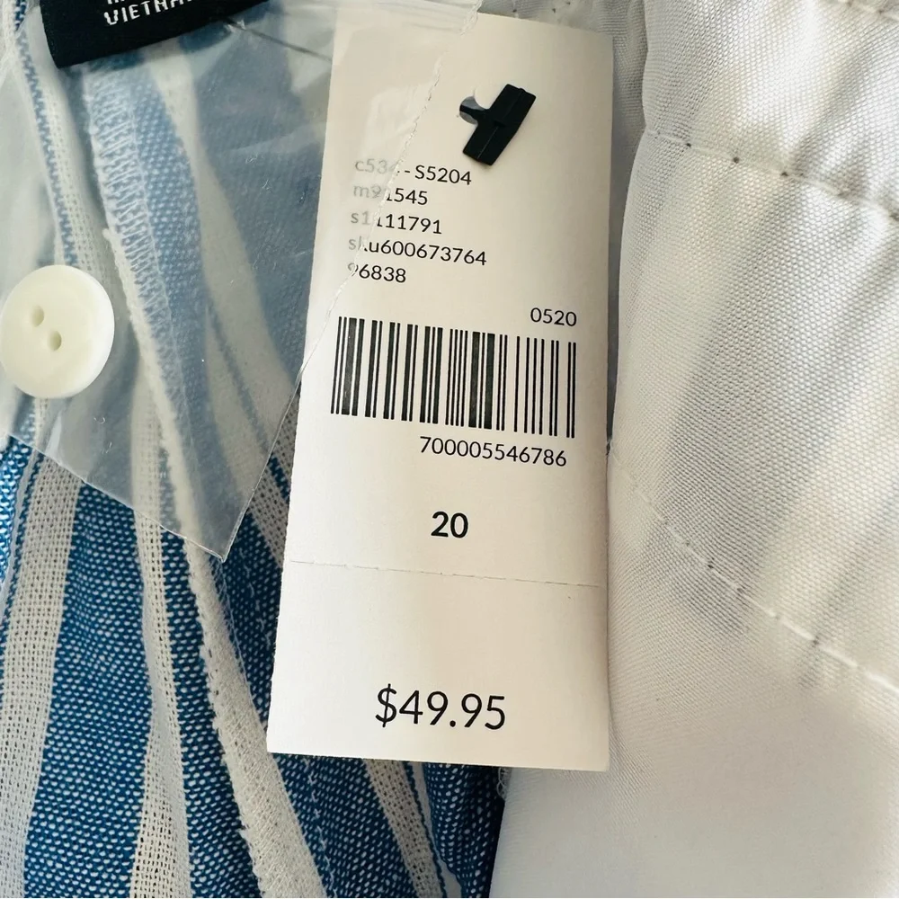 NEW! Lane Bryant Women's Linen Blend Shorts Blue White Striped Size 20